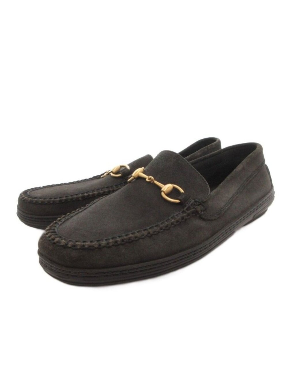 Gucci Loafers Slip-on Horsebit Suede Black
